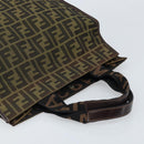FENDI Zucca Canvas Hand Bag Black Brown Auth ep13634-6