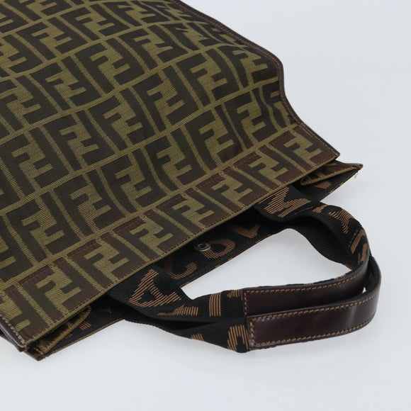 FENDI Zucca Canvas Hand Bag Black Brown Auth ep13634