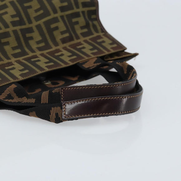 FENDI Zucca Canvas Hand Bag Black Brown Auth ep13634