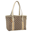 GUCCI GG Canvas Sherry Line Hand Bag Beige Gold 137396 Auth ep13635-1