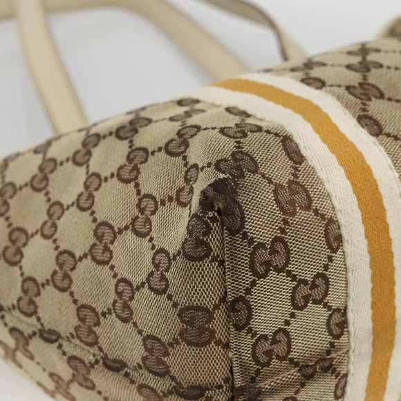 GUCCI GG Canvas Sherry Line Hand Bag Beige Gold 137396 Auth ep13635