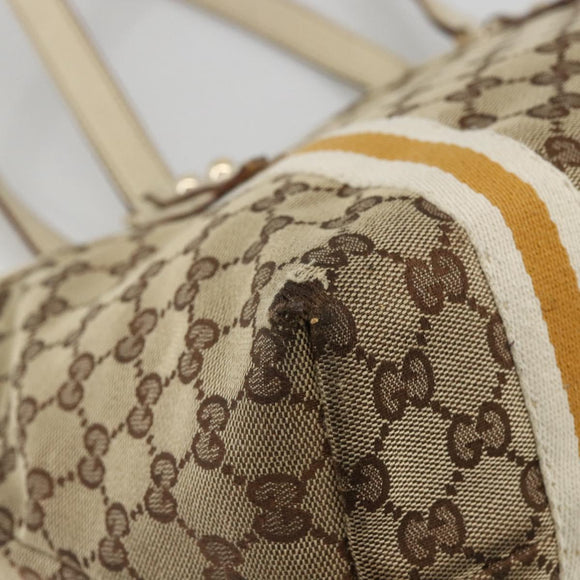 GUCCI GG Canvas Sherry Line Hand Bag Beige Gold 137396 Auth ep13635