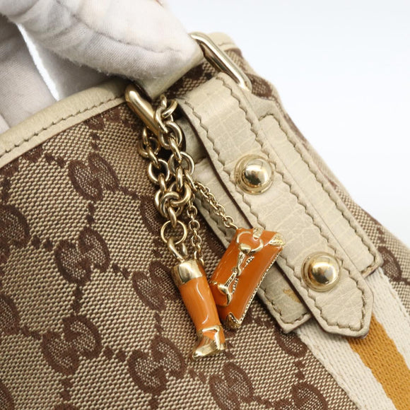 GUCCI GG Canvas Sherry Line Hand Bag Beige Gold 137396 Auth ep13635