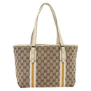 GUCCI GG Canvas Sherry Line Hand Bag Beige Gold 137396 Auth ep13635-2