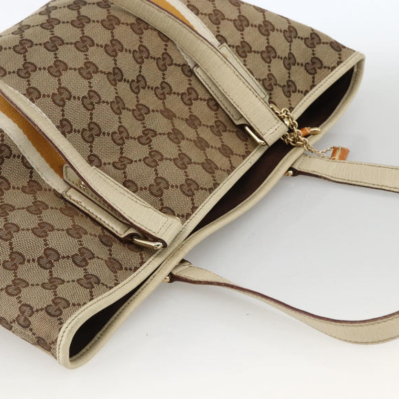 GUCCI GG Canvas Sherry Line Hand Bag Beige Gold 137396 Auth ep13635