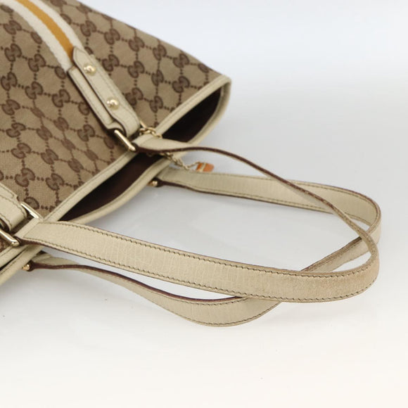 GUCCI GG Canvas Sherry Line Hand Bag Beige Gold 137396 Auth ep13635