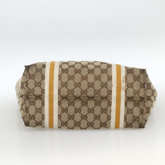 GUCCI GG Canvas Sherry Line Hand Bag Beige Gold 137396 Auth ep13635