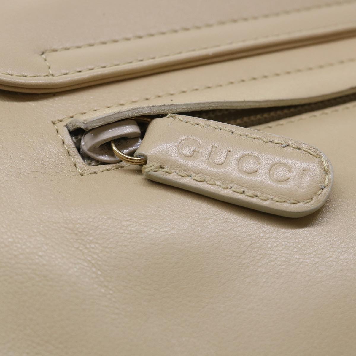 GUCCI Shoulder Bag Leather Beige 001•3444•180 Auth ep1364