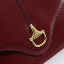GUCCI Horsebit Shoulder Bag Leather Red Gold Auth ep13642-14
