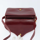 GUCCI Horsebit Shoulder Bag Leather Red Gold Auth ep13642-15
