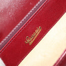 GUCCI Horsebit Shoulder Bag Leather Red Gold Auth ep13642-16