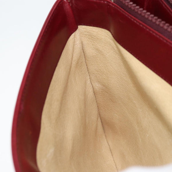 GUCCI Horsebit Shoulder Bag Leather Red Gold Auth ep13642