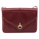 GUCCI Horsebit Shoulder Bag Leather Red Gold Auth ep13642-2