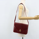 GUCCI Horsebit Shoulder Bag Leather Red Gold Auth ep13642-24
