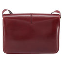 GUCCI Horsebit Shoulder Bag Leather Red Gold Auth ep13642-3