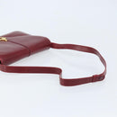 GUCCI Horsebit Shoulder Bag Leather Red Gold Auth ep13642-7