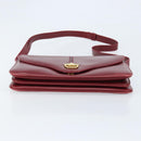 GUCCI Horsebit Shoulder Bag Leather Red Gold Auth ep13642-9