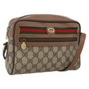 GUCCI GG Supreme Web Sherry Line Bag PVC Beige Gold 001 44 6655 Auth ep13643-1