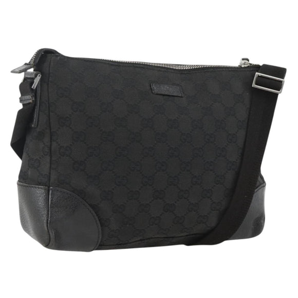 GUCCI GG Canvas Shoulder Bag Black Silver 114273 Auth ep13647