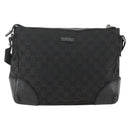 GUCCI GG Canvas Shoulder Bag Black Silver 114273 Auth ep13647-13