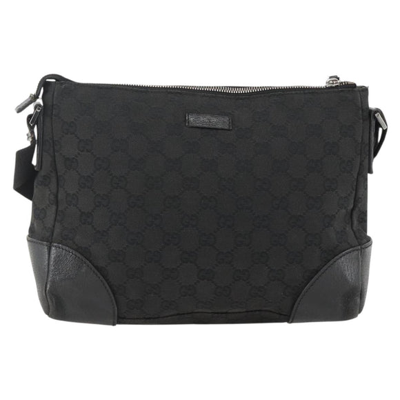 GUCCI GG Canvas Shoulder Bag Black Silver 114273 Auth ep13647