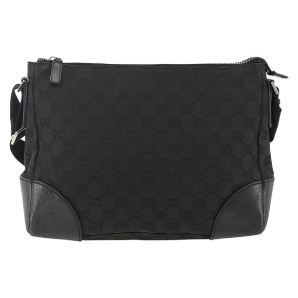 GUCCI GG Canvas Shoulder Bag Black Silver 114273 Auth ep13647