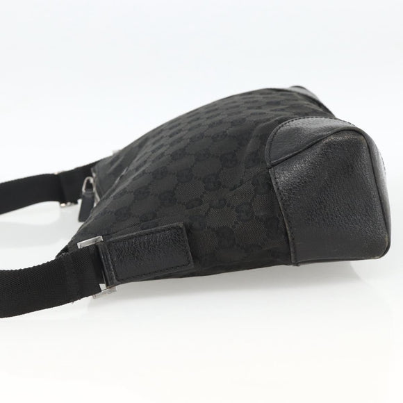 GUCCI GG Canvas Shoulder Bag Black Silver 114273 Auth ep13647
