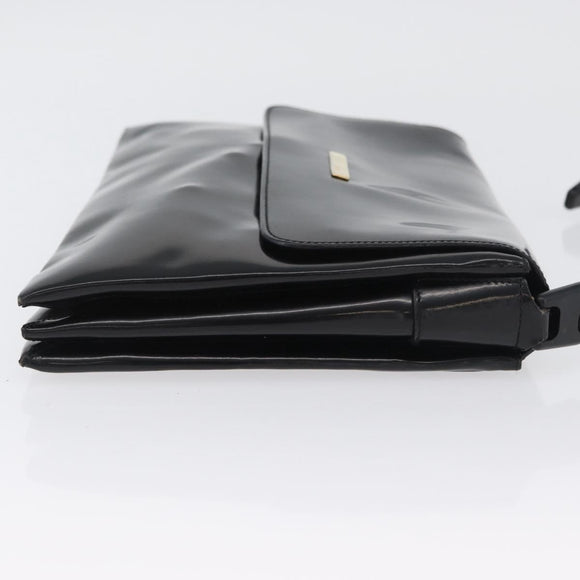 GUCCI Shoulder Bag Patent leather Black Gold Auth ep13648