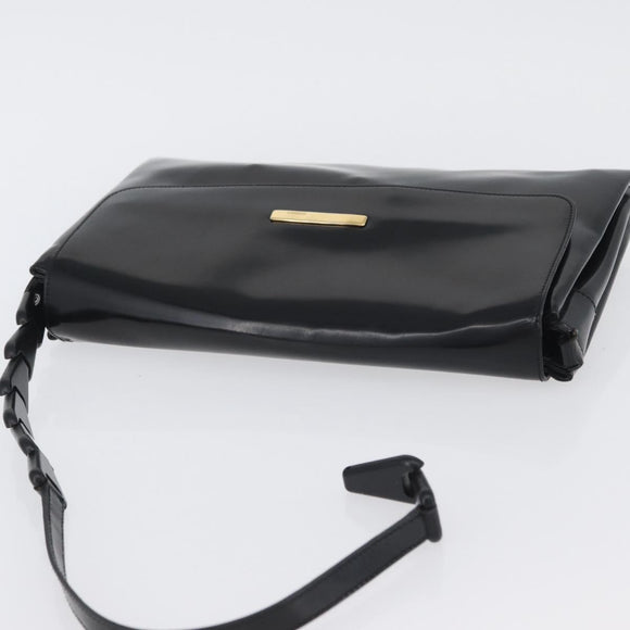 GUCCI Shoulder Bag Patent leather Black Gold Auth ep13648