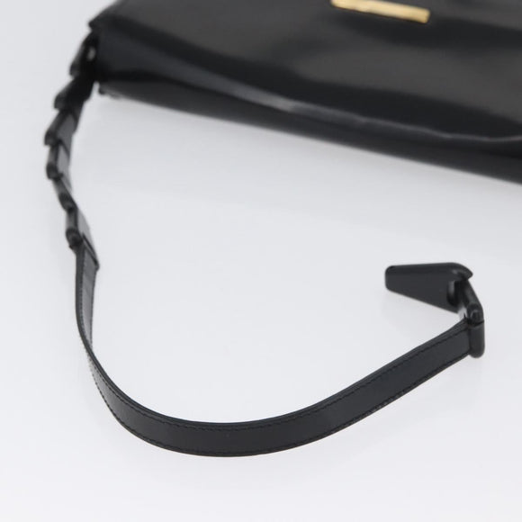 GUCCI Shoulder Bag Patent leather Black Gold Auth ep13648