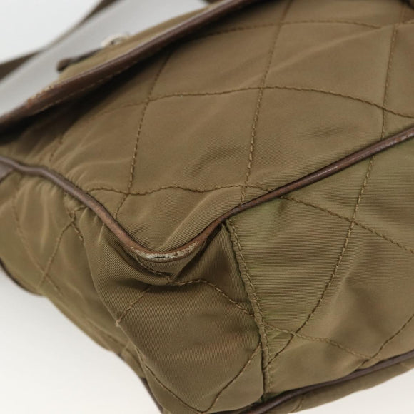 PRADA Shoulder Bag Nylon Brown Silver Auth ep13655