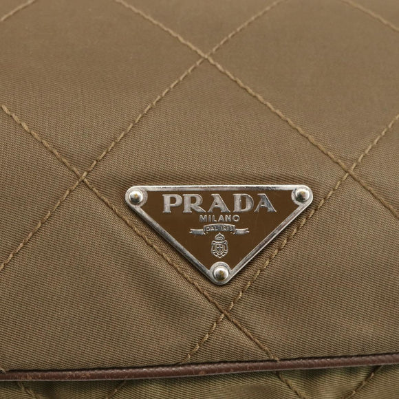 PRADA Shoulder Bag Nylon Brown Silver Auth ep13655