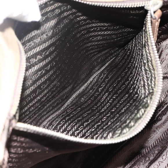 PRADA Shoulder Bag Nylon Brown Silver Auth ep13655