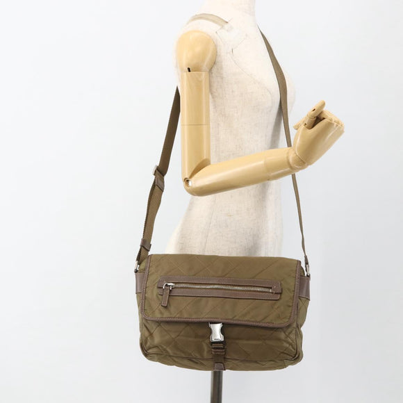 PRADA Shoulder Bag Nylon Brown Silver Auth ep13655