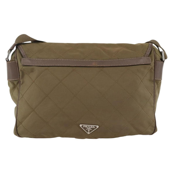 PRADA Shoulder Bag Nylon Brown Silver Auth ep13655