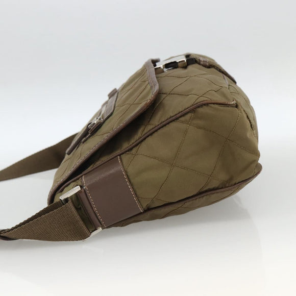 PRADA Shoulder Bag Nylon Brown Silver Auth ep13655