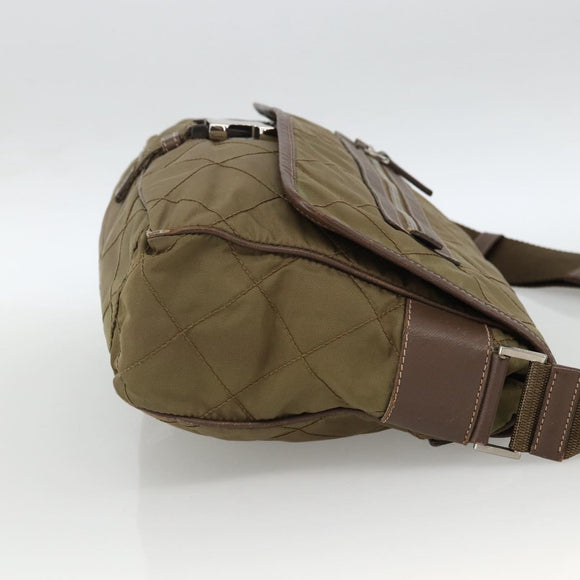 PRADA Shoulder Bag Nylon Brown Silver Auth ep13655
