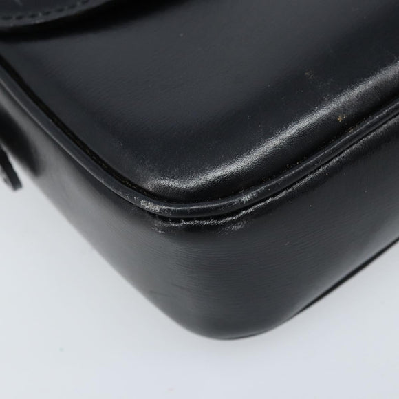 CELINE Gancini Shoulder Bag Leather Black Gold Auth ep13660