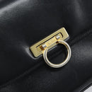 CELINE Gancini Shoulder Bag Leather Black Gold Auth ep13660-17