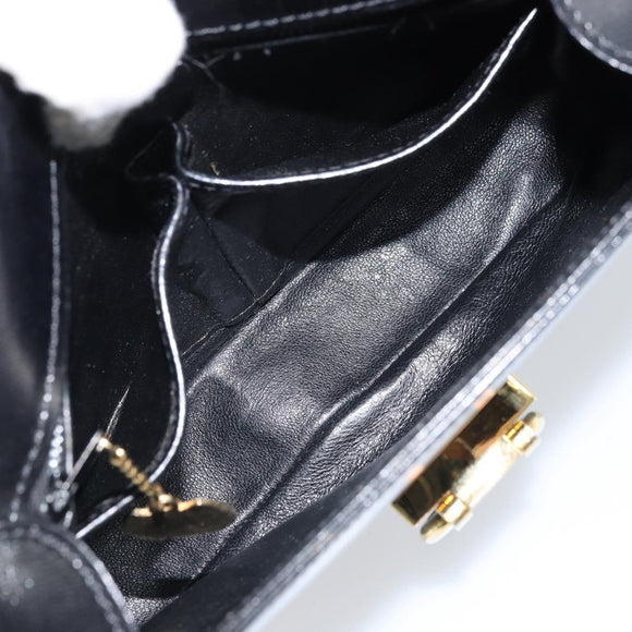 CELINE Gancini Shoulder Bag Leather Black Gold Auth ep13660