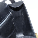 CELINE Gancini Shoulder Bag Leather Black Gold Auth ep13660-20