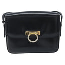 CELINE Gancini Shoulder Bag Leather Black Gold Auth ep13660-13