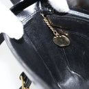 CELINE Gancini Shoulder Bag Leather Black Gold Auth ep13660-21