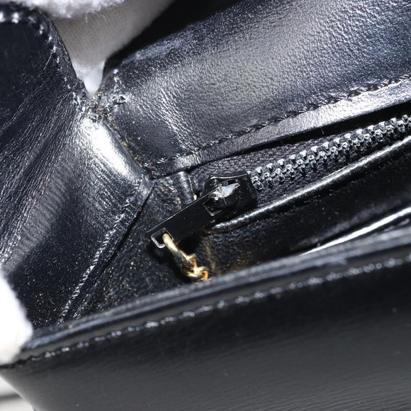 CELINE Gancini Shoulder Bag Leather Black Gold Auth ep13660