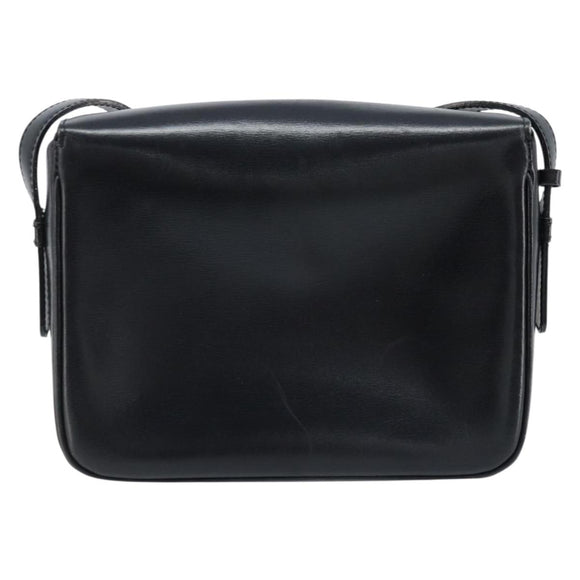 CELINE Gancini Shoulder Bag Leather Black Gold Auth ep13660