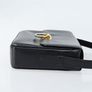 CELINE Gancini Shoulder Bag Leather Black Gold Auth ep13660-3