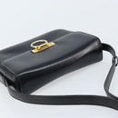 CELINE Gancini Shoulder Bag Leather Black Gold Auth ep13660-6