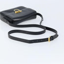 CELINE Gancini Shoulder Bag Leather Black Gold Auth ep13660-7