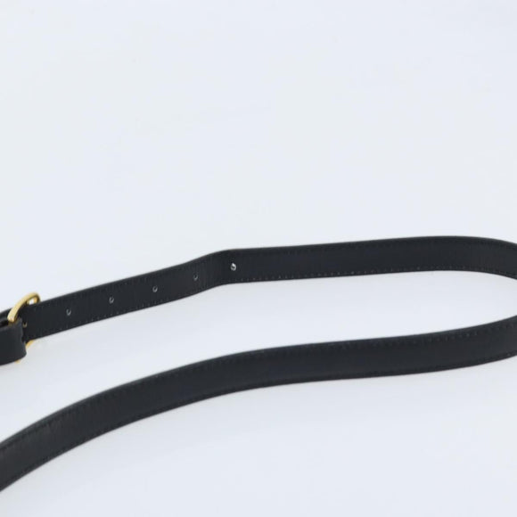 CELINE Gancini Shoulder Bag Leather Black Gold Auth ep13660