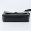 CELINE Gancini Shoulder Bag Leather Black Gold Auth ep13660-5